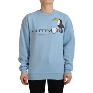 Philippe Model Light Blue Logo Printed Long Sleeves Women's Sweater